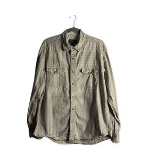 Eddie Bauer Men's Brown Checkered Button-Down Casual Shirt
